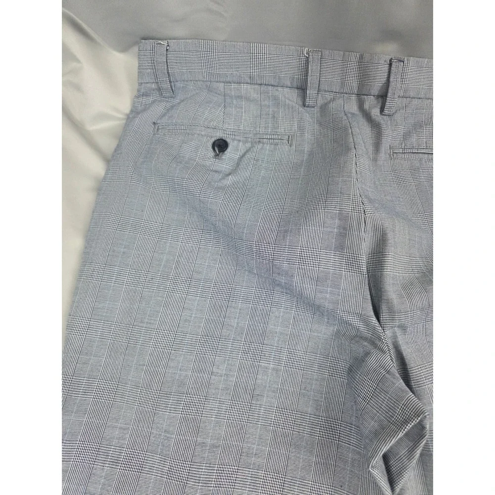 Banana Republic Aiden Fit Mens 34x32 Blue Glen Plaid Cotton Chino Pants Slim
